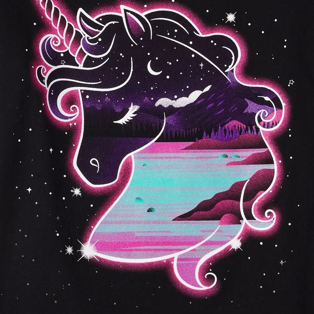 Unicorn Galaxy Kids Shirt - Black and Pink